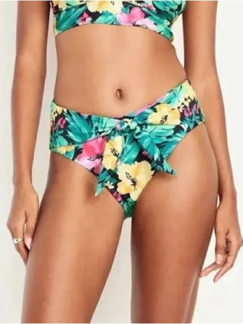 Old Navy Floral Bikini Set with Green, Pink and Yellow Flowers, Women’s - Picture 6 of 7